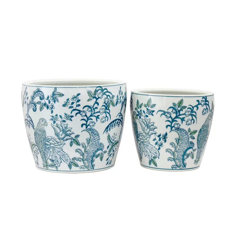 Planter Set of 2 - Parrot Greens - Ceramic