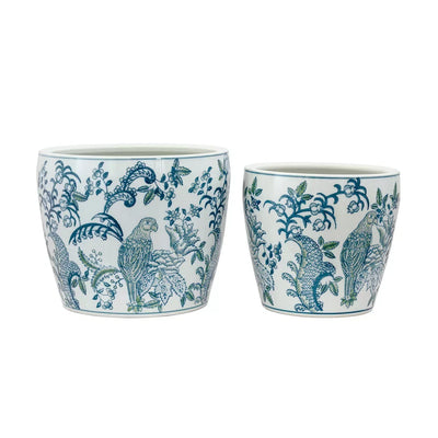 Planter Set of 2 - Parrot Greens - Ceramic