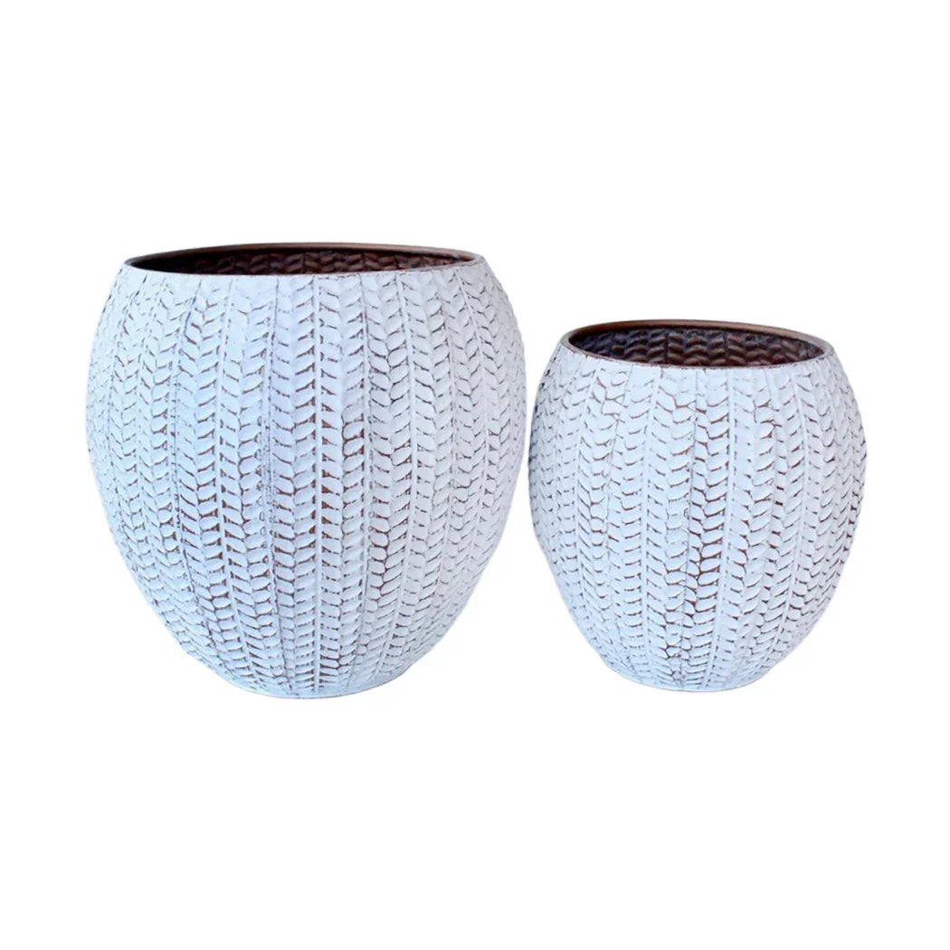 Planter Set - Weathered White - Iron