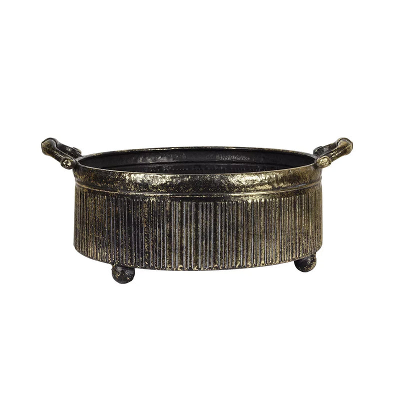 Planter Tray - Ancient Gold Metal Handled - Iron