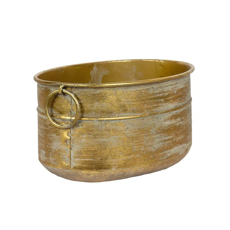 Planter Tub - Metal Gold Rings 28cm - Iron