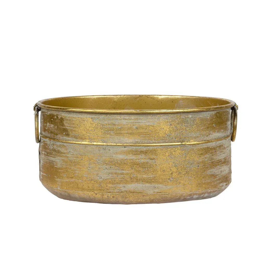 Planter Tub - Metal Gold Rings 28cm - Iron