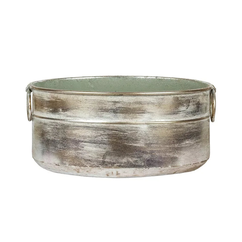 Planter Tub - Metal Silver Rings 28cm - Iron