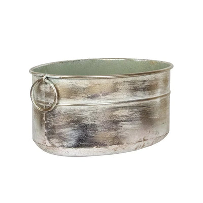 Planter Tub - Metal Silver Rings 28cm - Iron