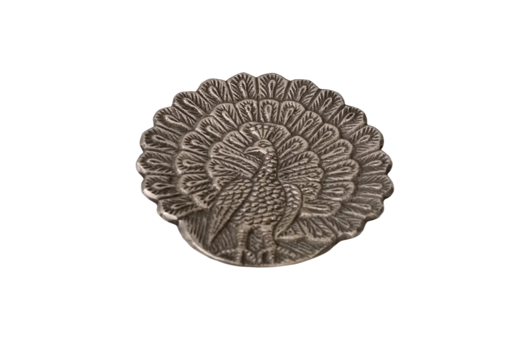 Plate - Small Peacock Silver - Metal