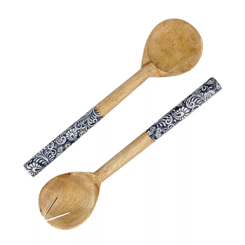 Salad Servers - Wooden Magical Blue