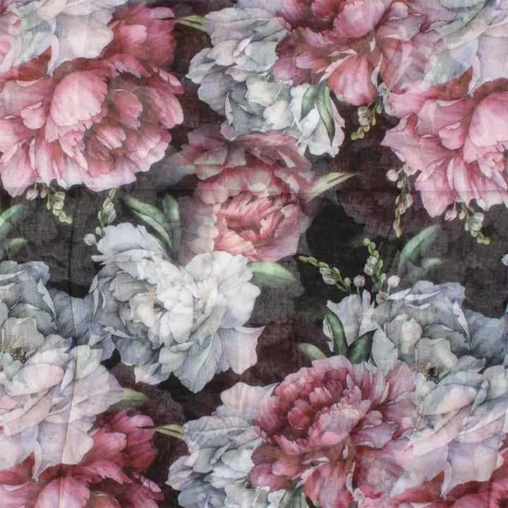 Scarf - Ebony Red &amp; White Roses - Scarf