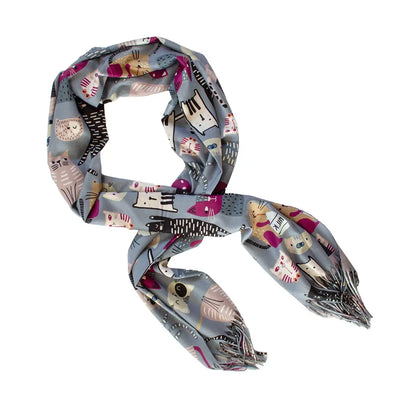 Scarf - Kitty Collage Grey - Scarf