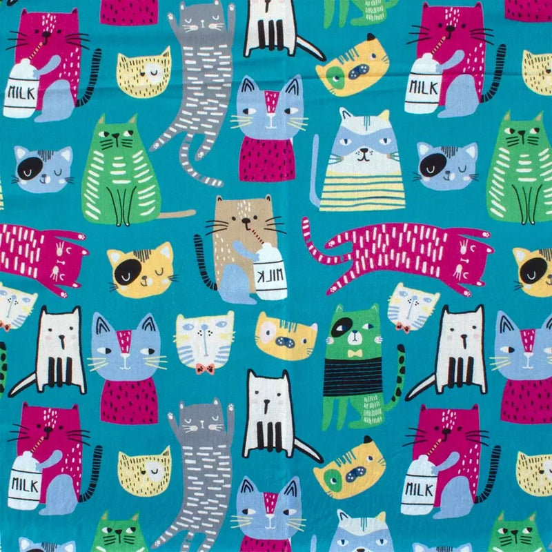 Scarf - Kitty Collage Teal - Scarf