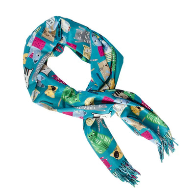 Scarf - Kitty Collage Teal - Scarf