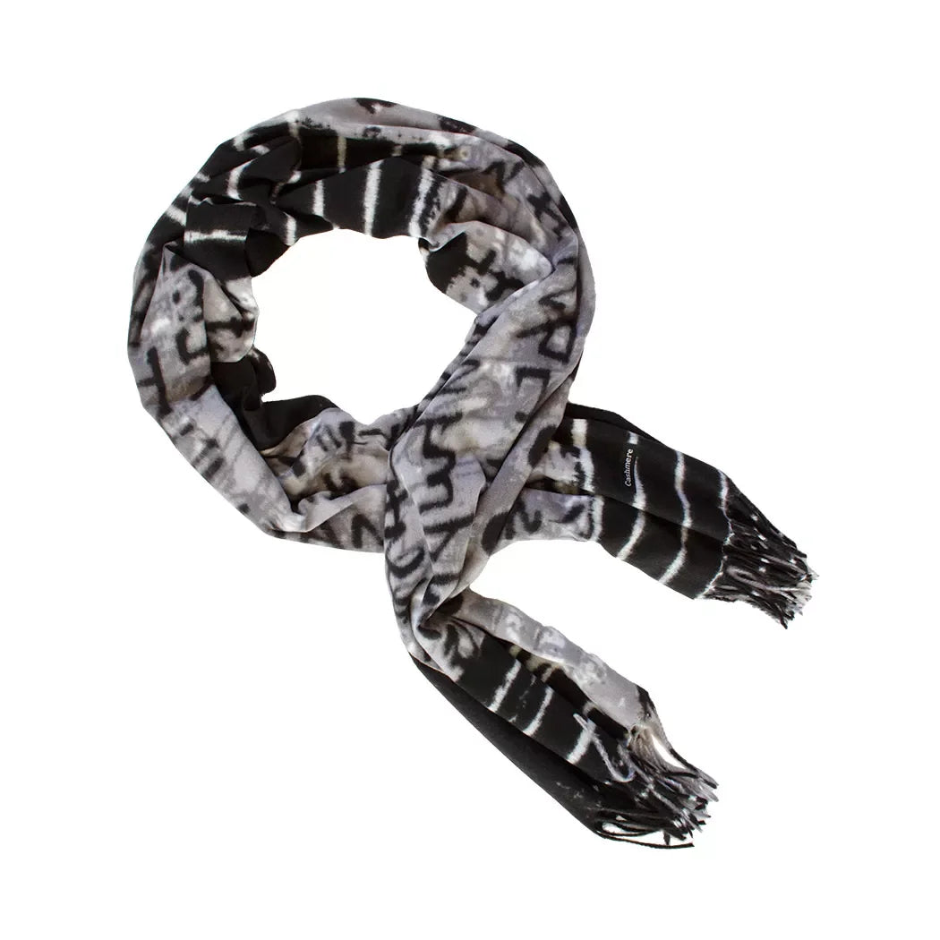 Scarf - White Grey &amp; Black - Scarf