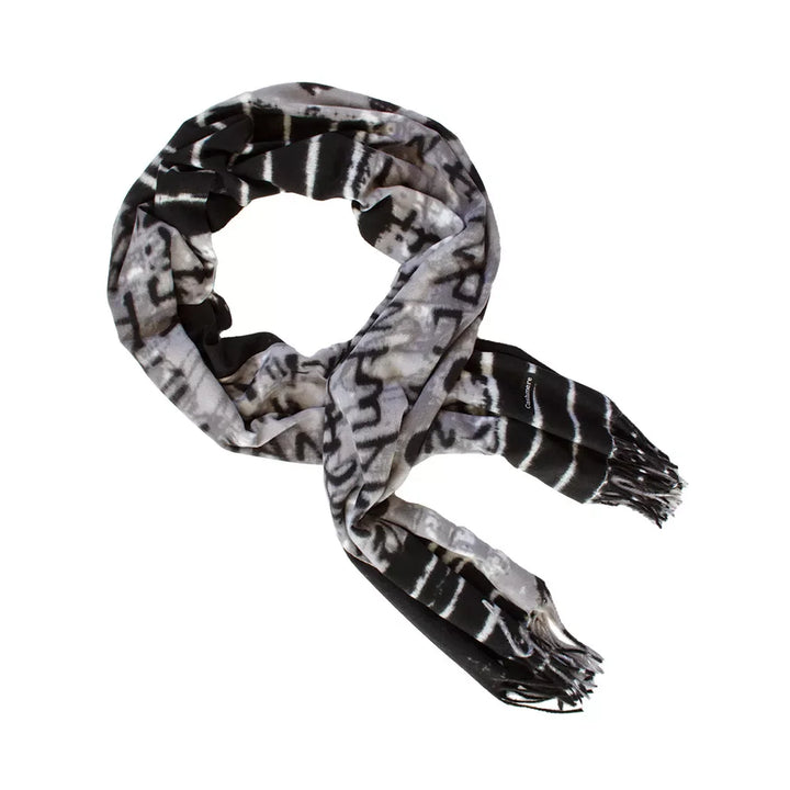 Scarf - White Grey &amp; Black - Scarf