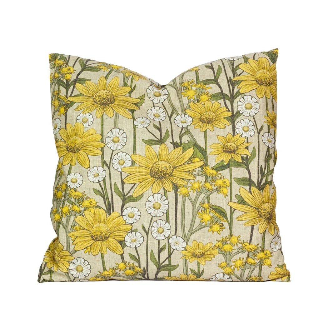 Scatter Cushion - Yellow Flowers 45cm x 45cm - Cushion