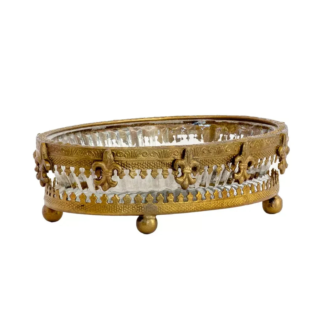 Soap Dish - French Fleur Brass - Pewter