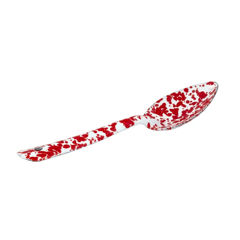 Spoon - Enamel White & Red 20cm - Enamel