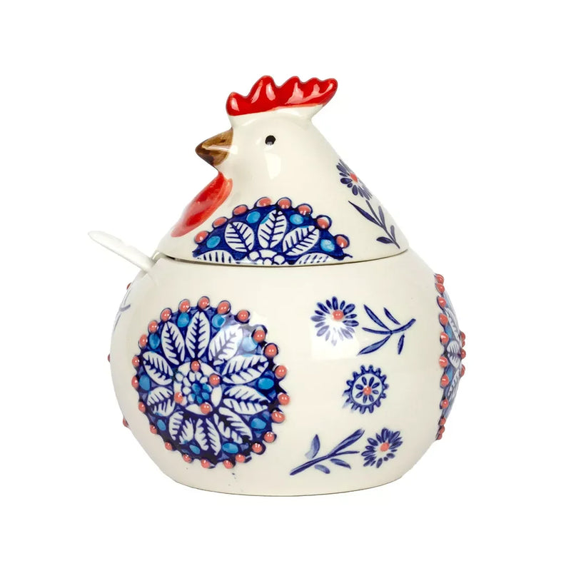 Sugar Pot - Colourful Ceramic Chicken - Ceramic