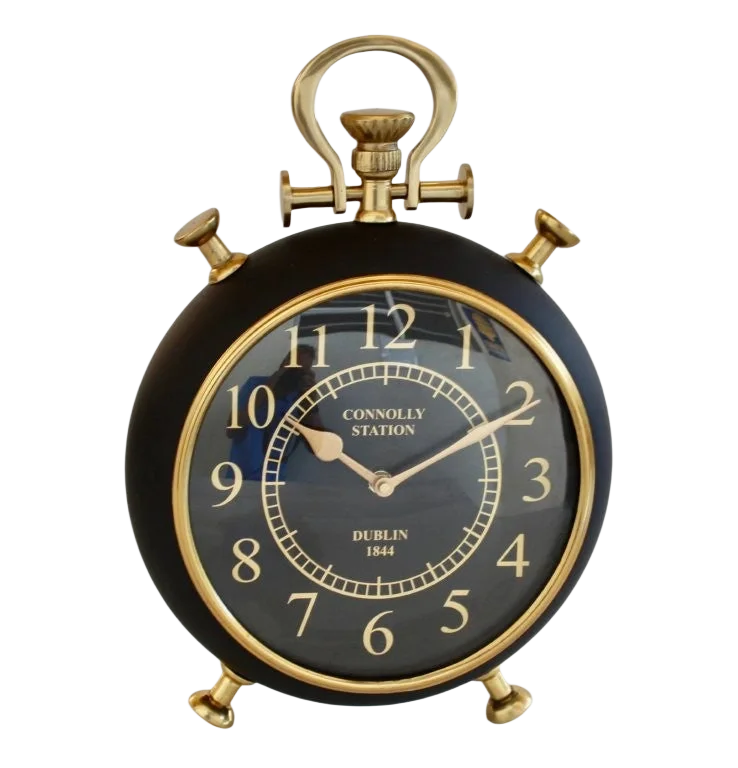 Table Clock - Black & Gold 34cm