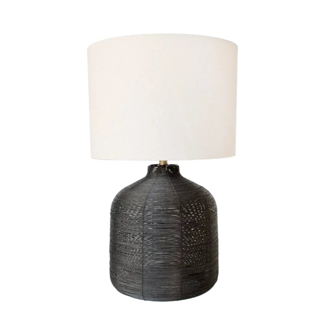Table Lamp - Black Coil Cane 71cm - Lamp