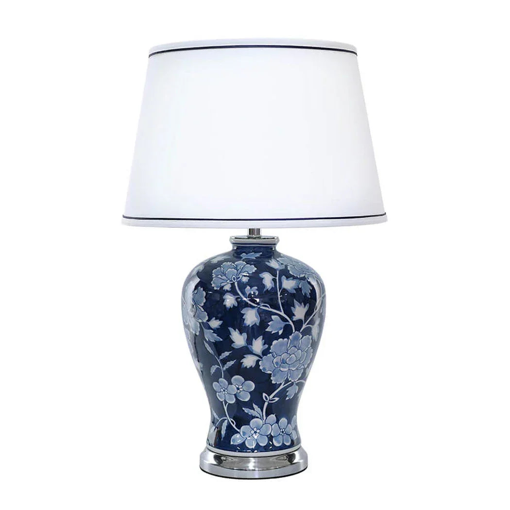 Table Lamp - Blue Floral 69cm - Ceramic