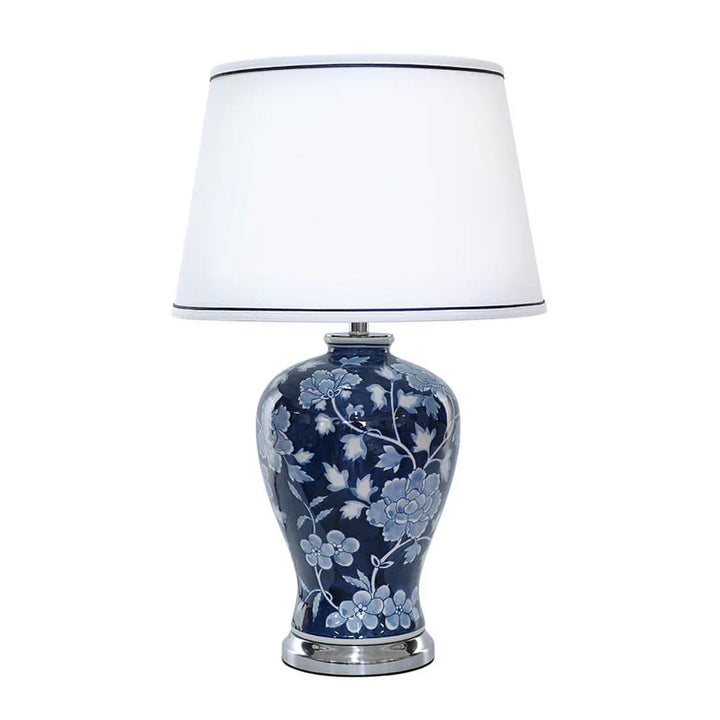 Table Lamp - Blue Floral 69cm - Ceramic