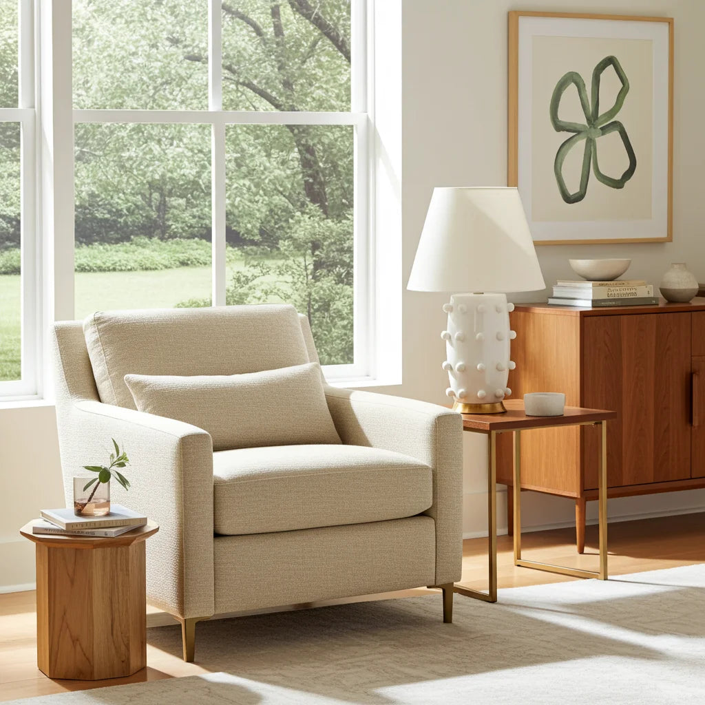 Table Lamp - Bobbles White &amp; Brass - Lamp