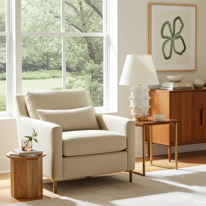 Table Lamp - Bobbles White &amp; Brass - Lamp