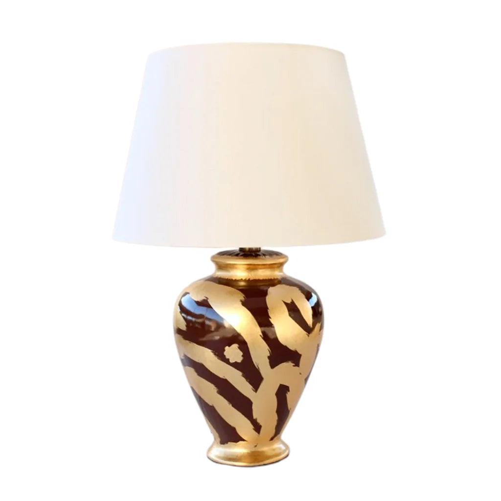 Table Lamp - Brown &amp; Gold Swathes - Lamp