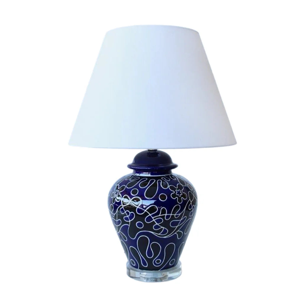 Table Lamp - Navy &amp; Black Abstract - Lamp
