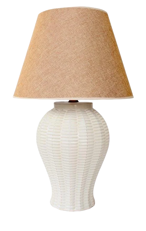 Table Lamp - Off White Basket Weave - Lamp