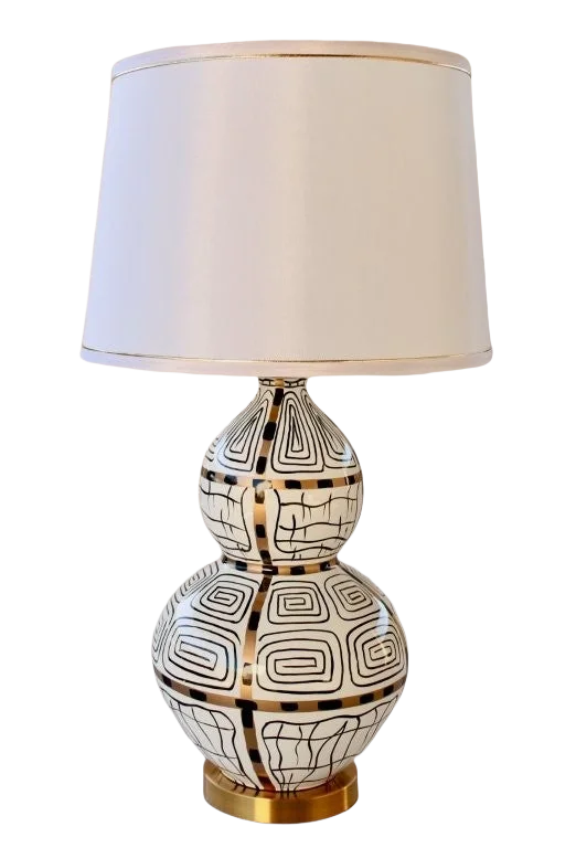 Table Lamp - Squiggly Gourd Black &amp; Gold - Lamp