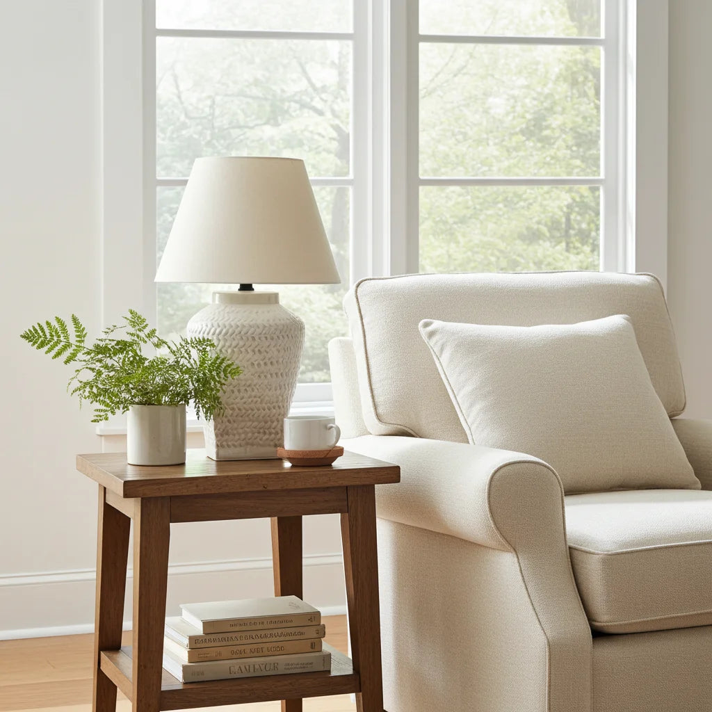 Table Lamp - Woven White - Lamp