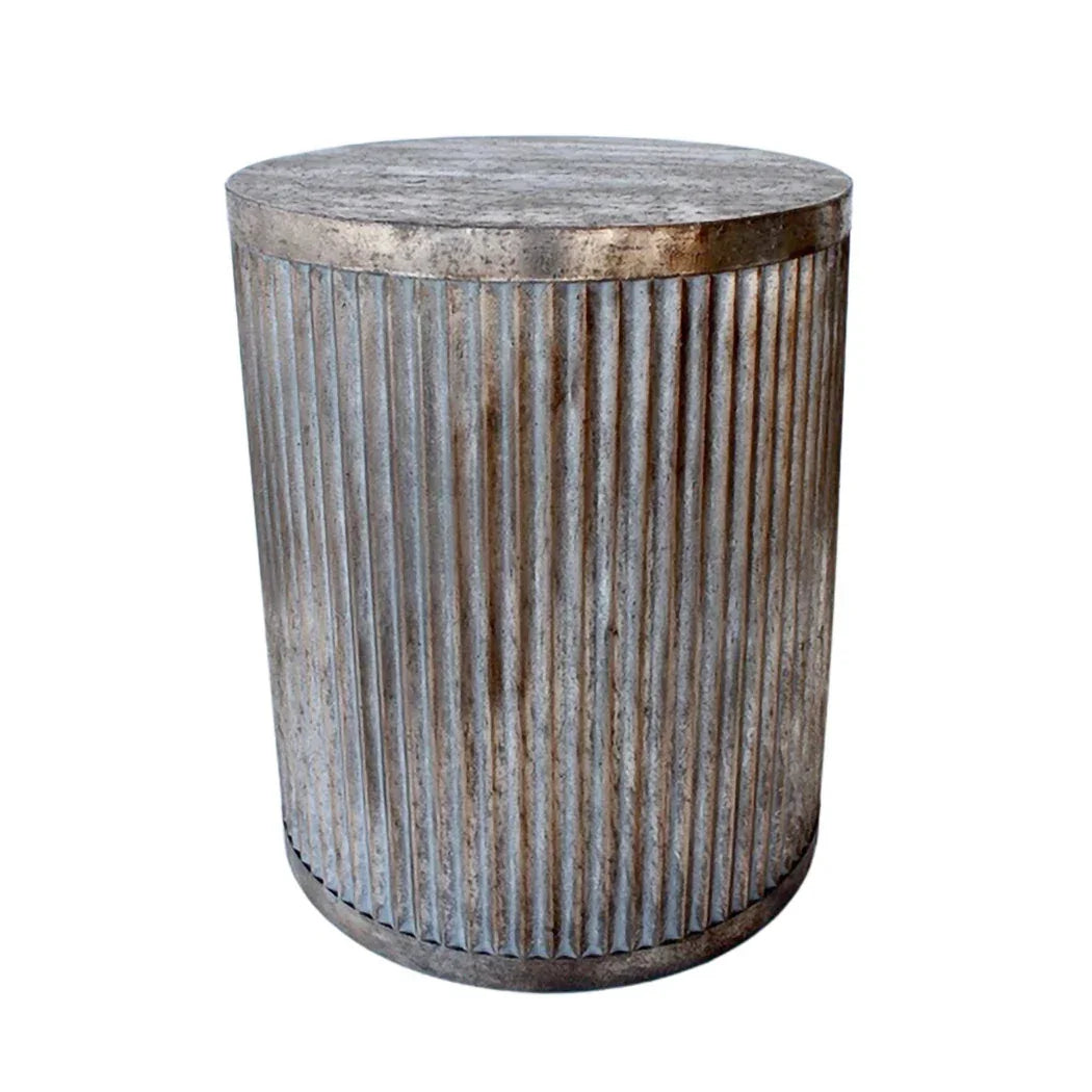 Table Set of 2 - Ribbed Vintage Drums - Pewter