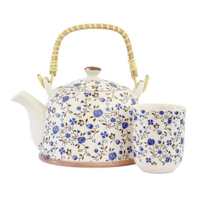 Teapot - Blue Roses & Vines - Kitchen