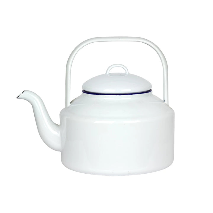 Teapot - Enamel White &amp; Blue