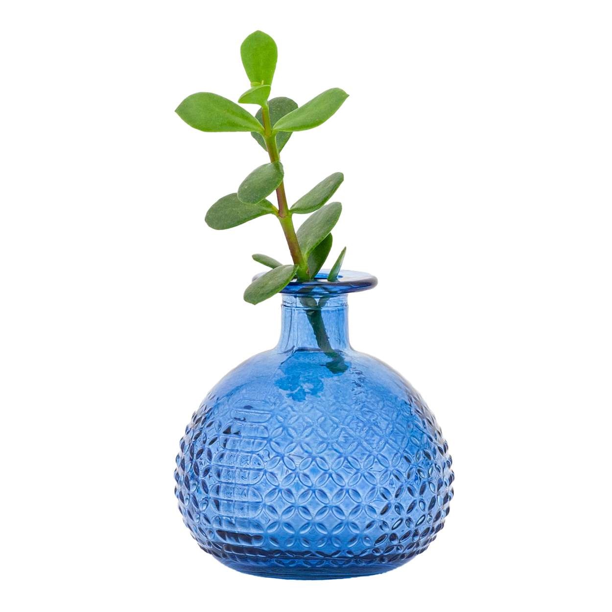 Textured Vase - Blues Diamonds 12cm - Glass / Crystal
