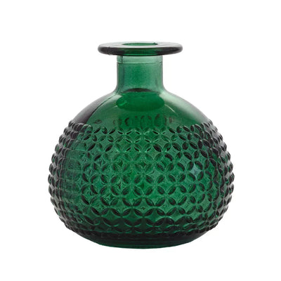 Textured Vase - Greens Diamonds 12cm - Glass / Crystal