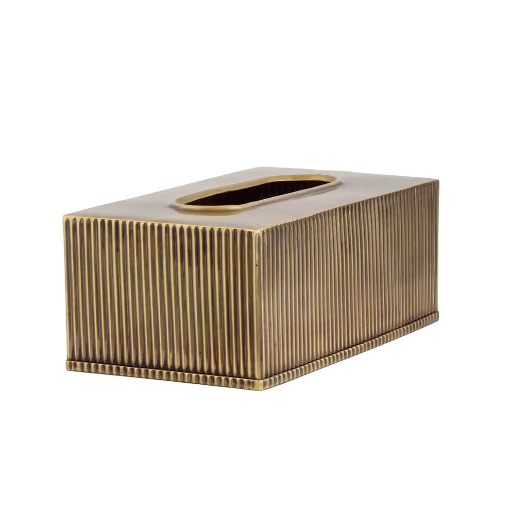 Tissue Box - Brass Lines - Pewter