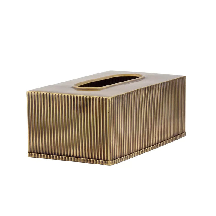 Tissue Box - Brass Lines - Pewter
