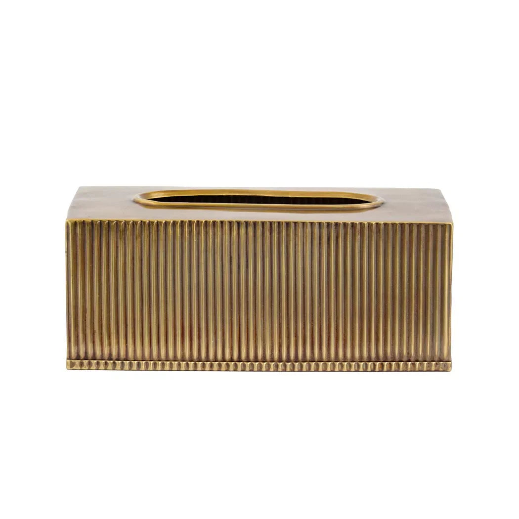 Tissue Box - Brass Lines - Pewter