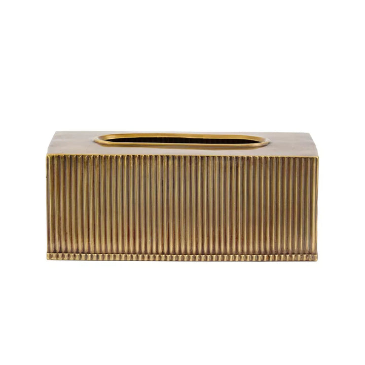 Tissue Box - Brass Lines - Pewter