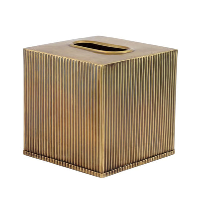 Tissue Box - Brass Lines Square - Pewter