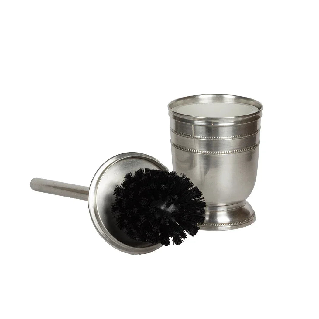 Toilet Brush - Beaded Silver Short - Metal