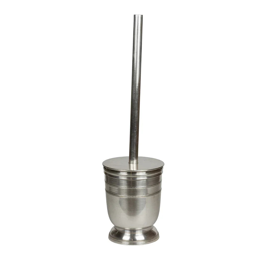 Toilet Brush - Beaded Silver Short - Metal