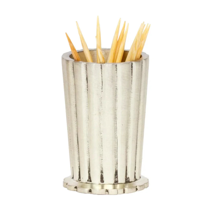 Toothpick Holder - Embossed Lines - Pewter