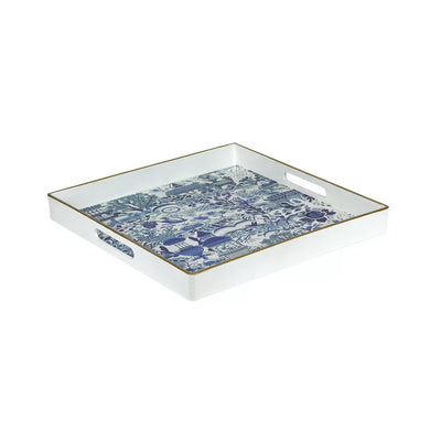 Tray - Blue & White Pagodas 35cm - Resin
