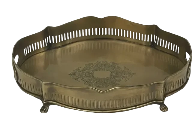 Tray - Brass French Cut Out - Pewter