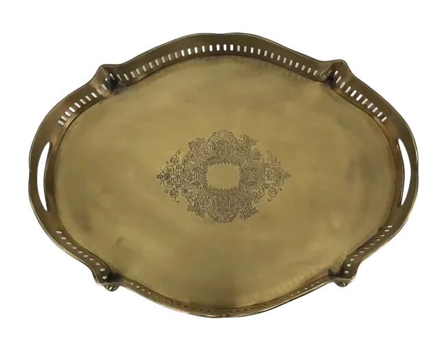 Tray - Brass French Cut Out - Pewter