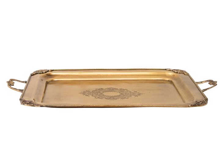 Tray - Brass Handled French Large - Pewter