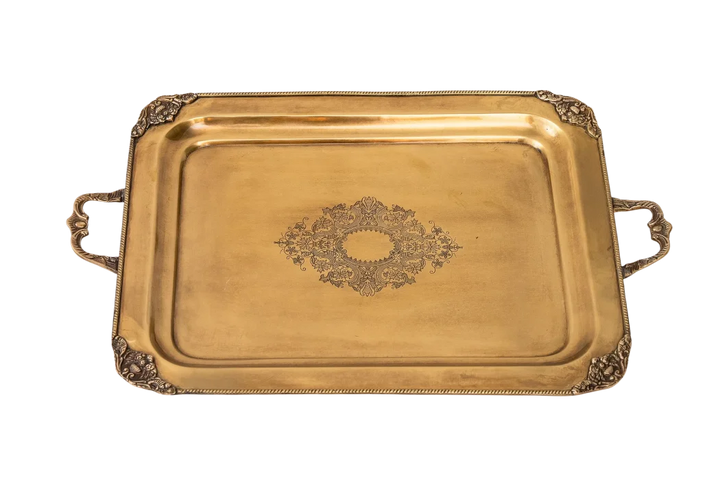 Tray - Brass Handled French Large - Pewter