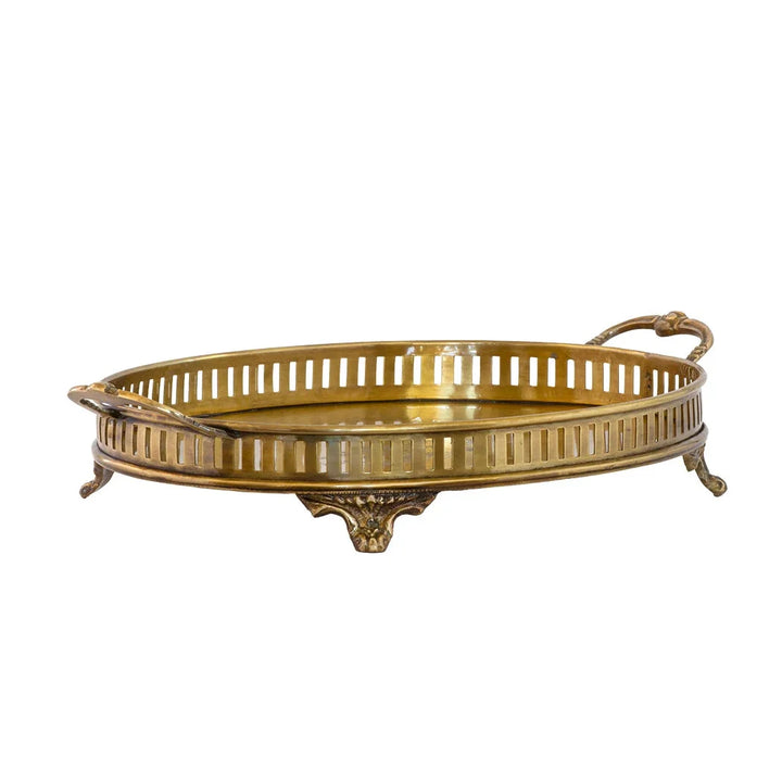 Tray - Brass Handled - Pewter